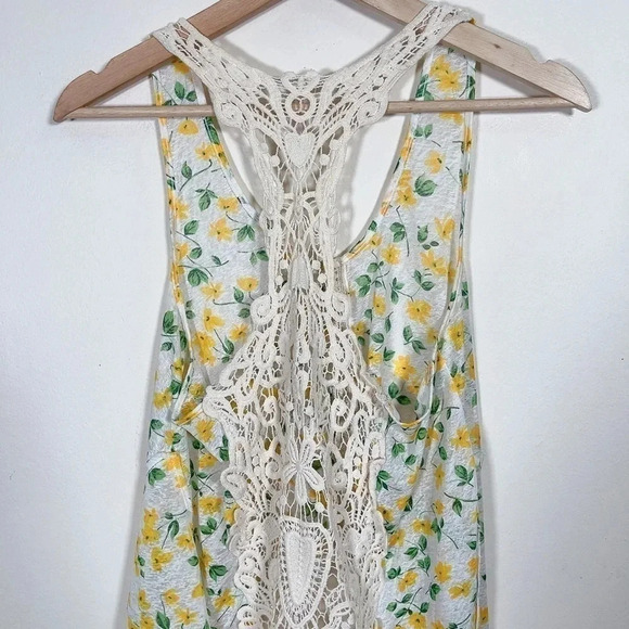 FREE PEOPLE FLORAL CROCHET BACK SLEEVELESS  TANK - Picture 9 of 11